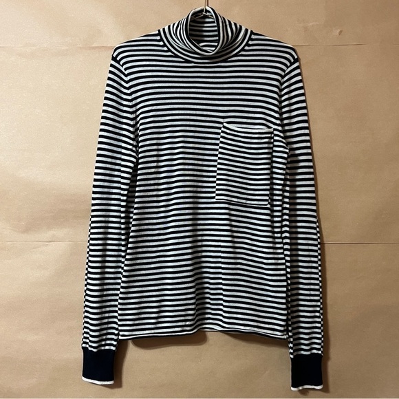 Joseph | Stripe Merino Wool Roll Neck Turtleneck Sweater Long Sleeve Top Size L - Picture 1 of 15